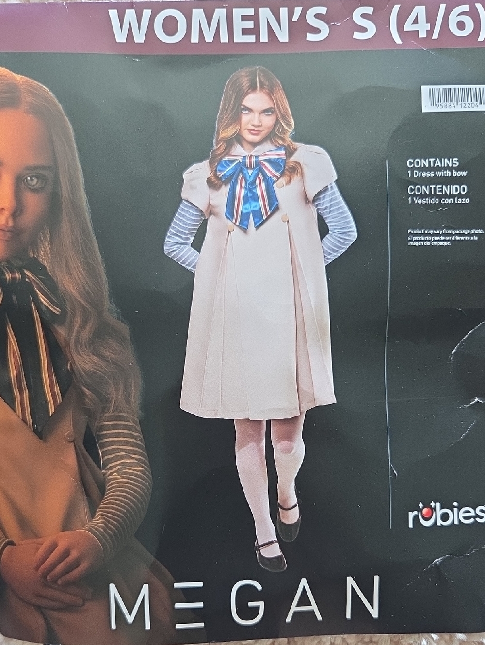 Megan Dress with Blue & Red Bow with striped sleeves